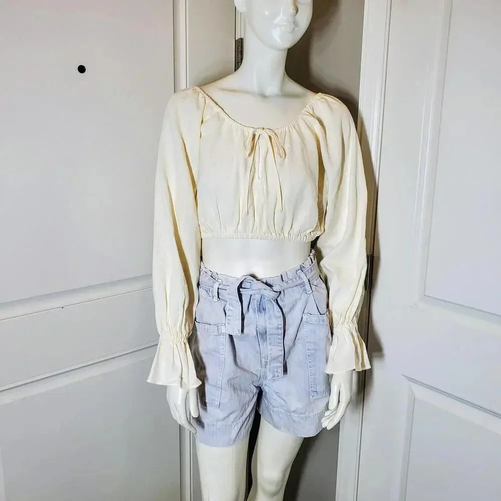 Anthropologie Pilcro and the Letterpress Slim Boyfriend Paperbag Shorts Size 28 - Picture 4 of 15